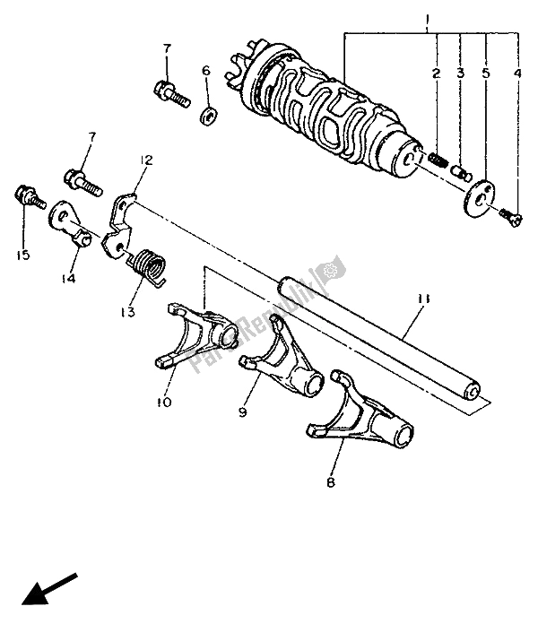 All parts for the Shift Cam & Fork of the Yamaha FZR 750 RW 1989