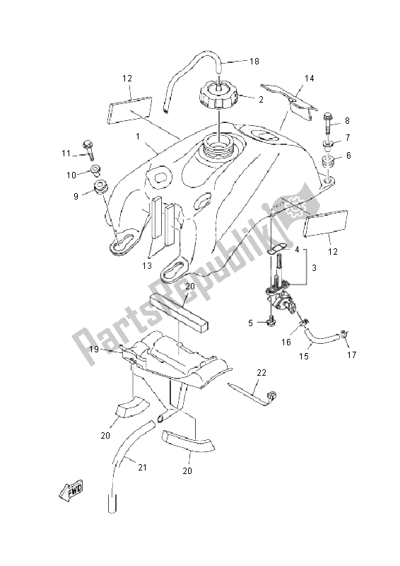 All parts for the Fuel Tank of the Yamaha YFM 250R 2011