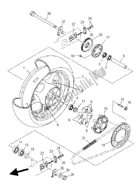 Tutte le parti per il Ruota Posteriore del Yamaha XJ6 SA 600 2011