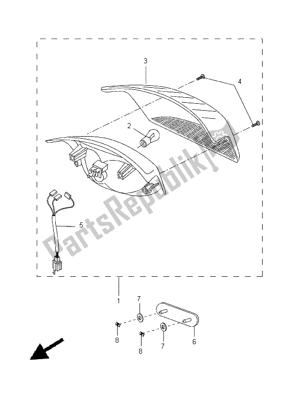 All parts for the Taillight of the Yamaha CW 50 2014