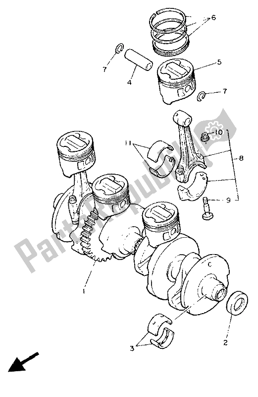 All parts for the Crankshaft & Piston of the Yamaha FJ 1200 1986