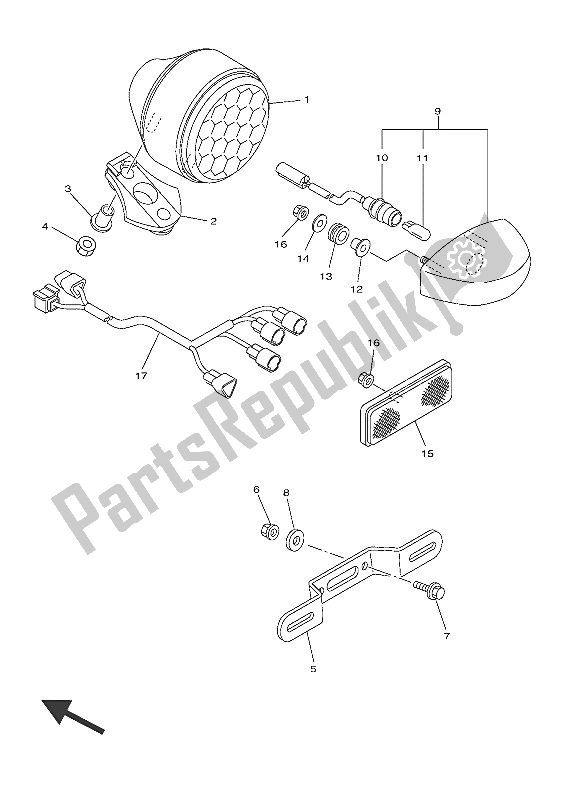 All parts for the Taillight of the Yamaha XVS 950 CU 2016