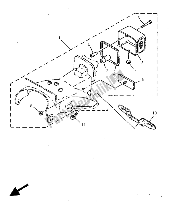 All parts for the Taillight of the Yamaha SR 125 1997