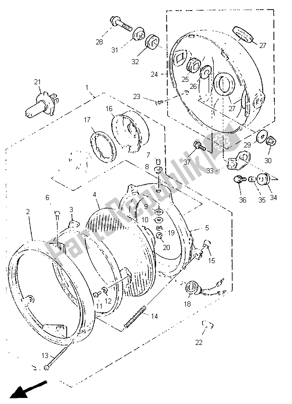 Wszystkie części do Reflektor Yamaha SR 500 1995