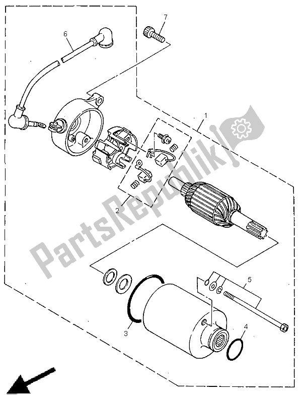 All parts for the Starting Motor of the Yamaha XV 125 Virago 1998