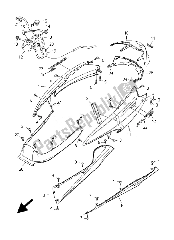 All parts for the Side Cover of the Yamaha YP 400A Majesty 2007