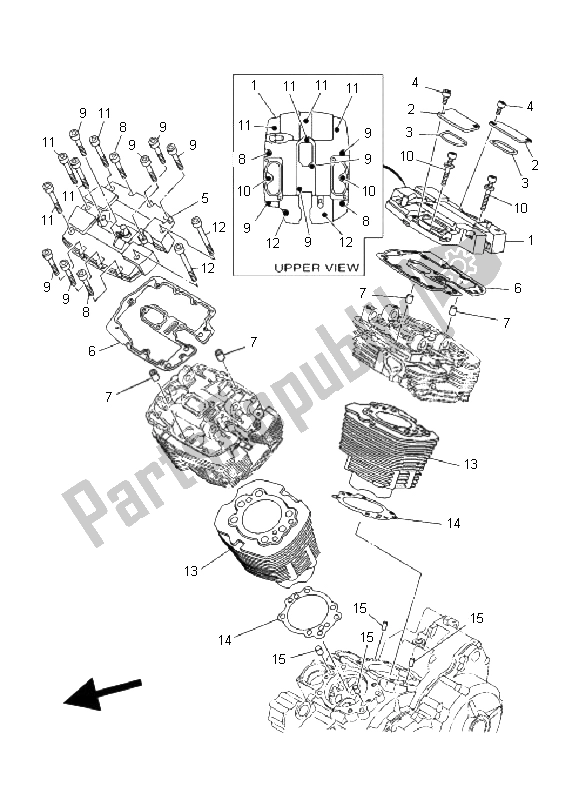 All parts for the Cylinder of the Yamaha MT 01 5 YU3 1670 2006