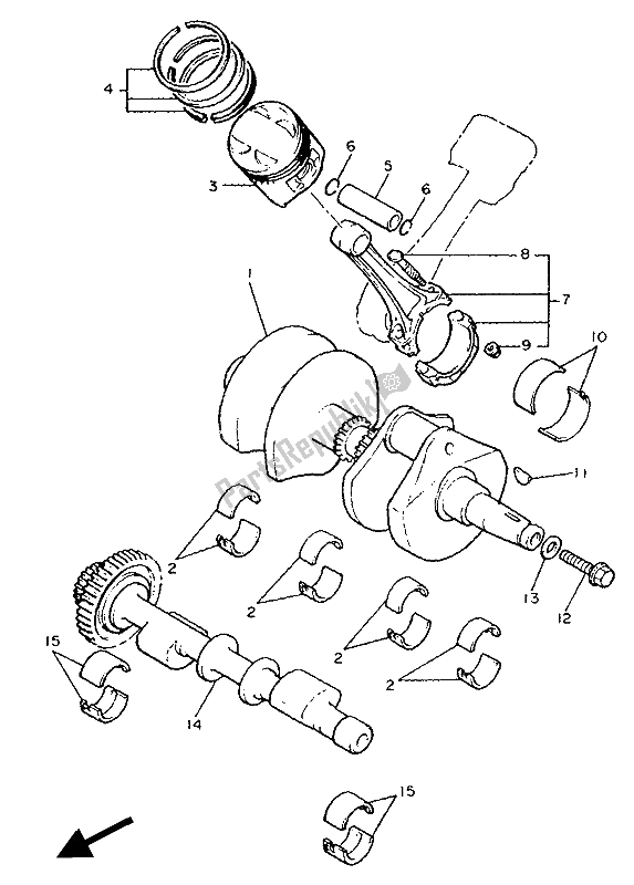 Toutes les pièces pour le Vilebrequin Et Piston du Yamaha XVZ 12 TD Venture Royal 1300 1988