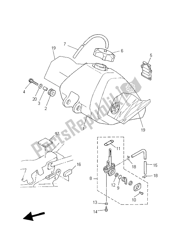 All parts for the Fuel Tank of the Yamaha PW 80 2006