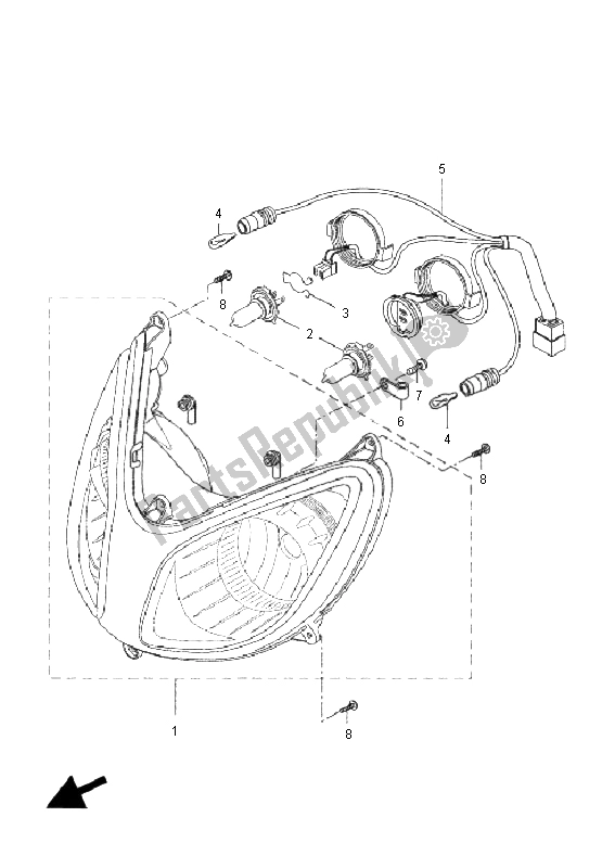 All parts for the Headlight of the Yamaha VP 125 X City 2008