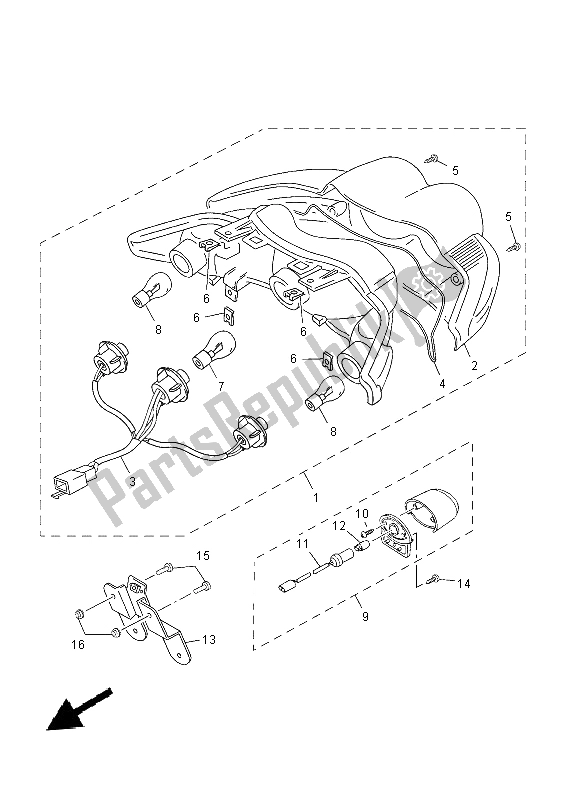 All parts for the Taillight of the Yamaha YN 50 2014