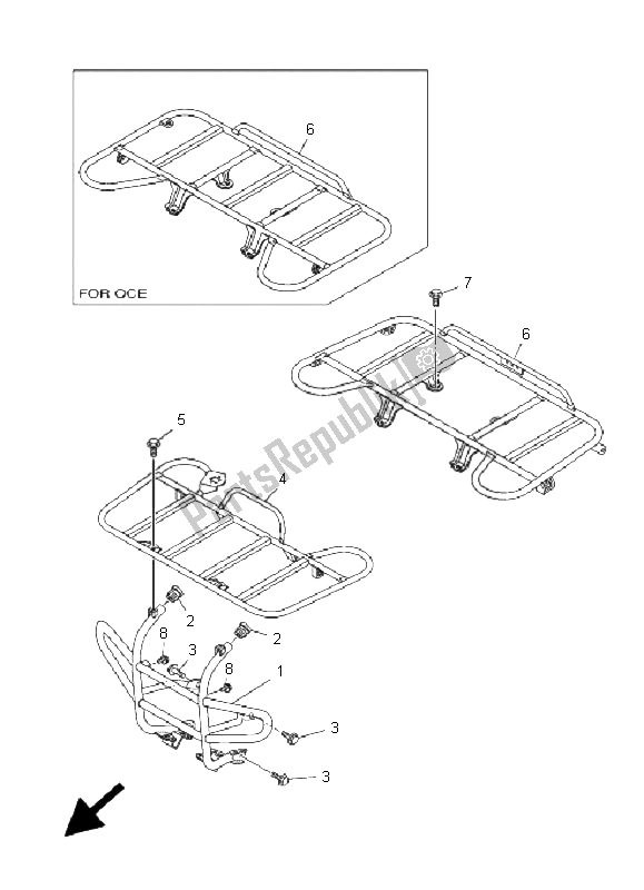 Tutte le parti per il Guardia del Yamaha YFM 350 Grizzly 2X4 2009