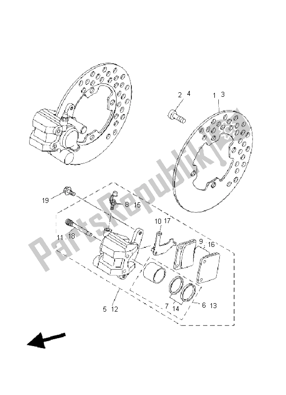 Tutte le parti per il Pinza Freno Anteriore del Yamaha YFM 350 FA Bruin 4X4 2004