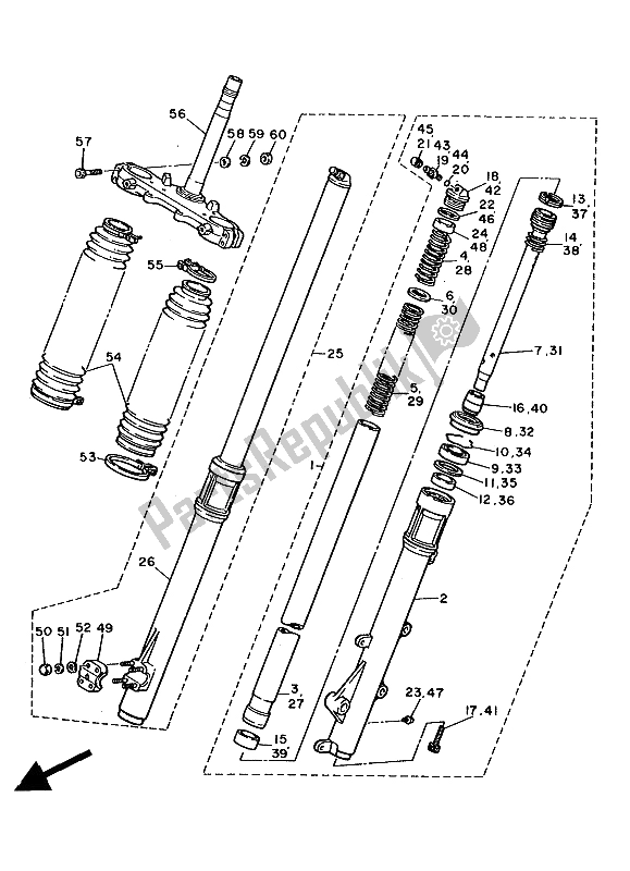 Todas las partes para Tenedor Frontal de Yamaha XT 600Z Tenere 1986