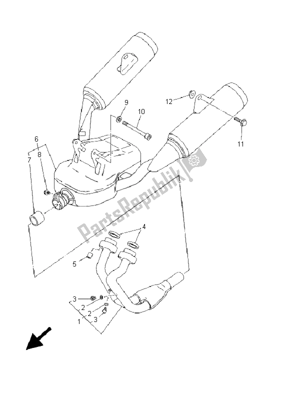 All parts for the Exhaust of the Yamaha TDM 850 2000