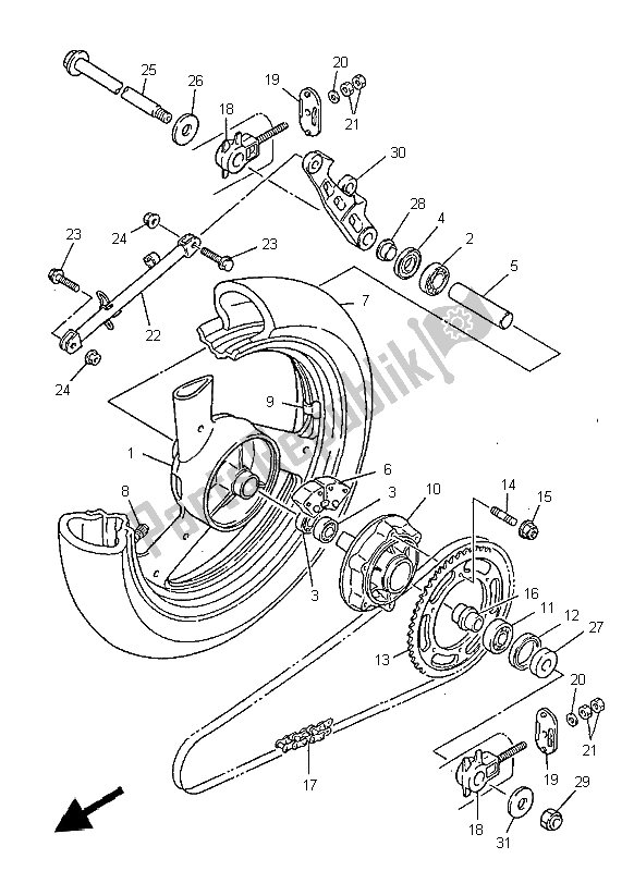 Toutes les pièces pour le Roue Arrière du Yamaha XJ 600N 1999