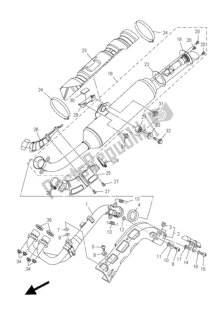 All parts for the Exhaust of the Yamaha YFM 550 Fwad Grizzly 2015