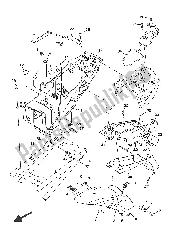 All parts for the Fender (ms1) of the Yamaha XJ6 FA 600 2016