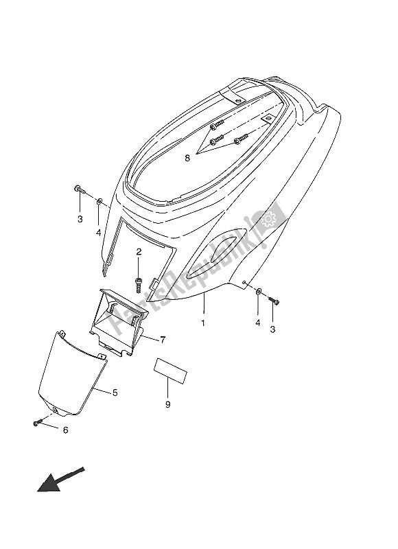 All parts for the Side Cover of the Yamaha CW 50 2016