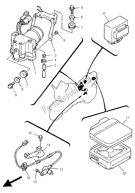 Toutes les pièces pour le électrique 3 du Yamaha GTS 1000A 1998