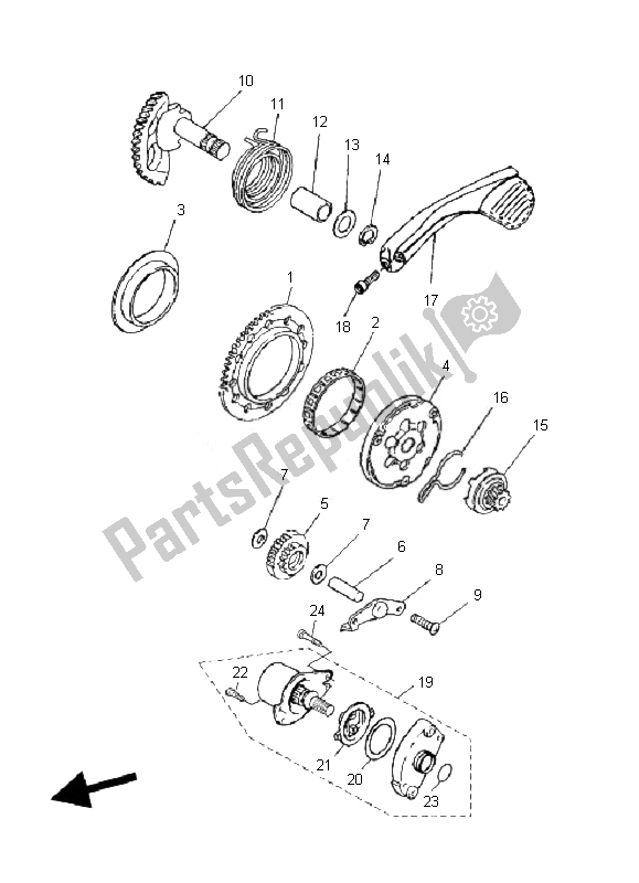 All parts for the Starter of the Yamaha CS 50R AC JOG 2010