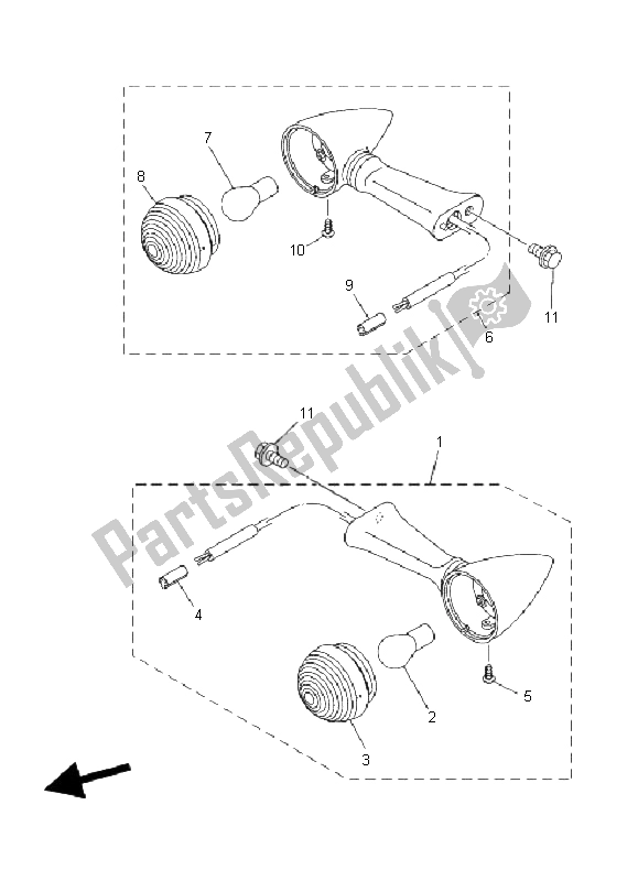 Todas las partes para Luz Intermitente de Yamaha XV 1900A Midnight Star 2008