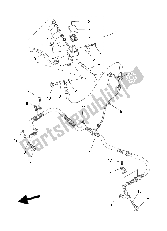 Tutte le parti per il Pompa Freno Anteriore del Yamaha YFM 660F Grizzly Limited 2003