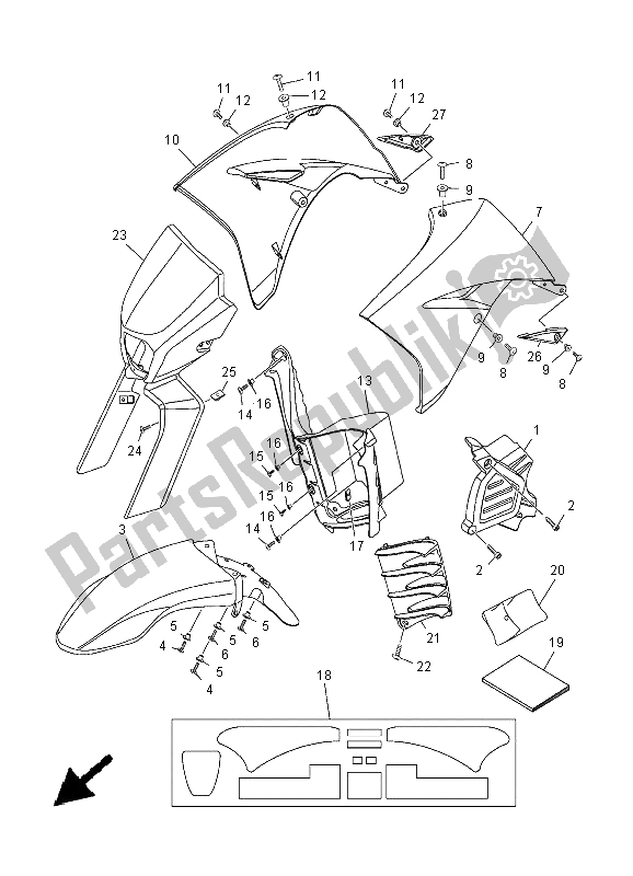 Todas las partes para Cuerpo Delantero de Yamaha XT 125X 2005