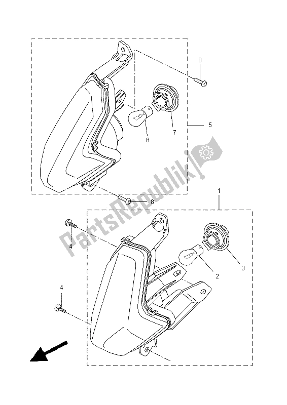 All parts for the Flasher Light of the Yamaha YP 400 RA 2014