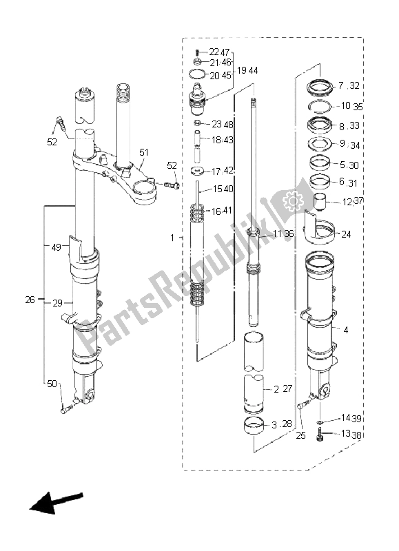 Wszystkie części do Przedni Widelec Yamaha FJR 1300A 2009