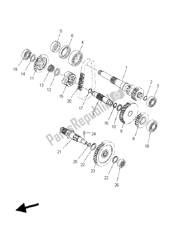 All parts for the Transmission of the Yamaha YFM 350 FA Bruin 4X4 2006