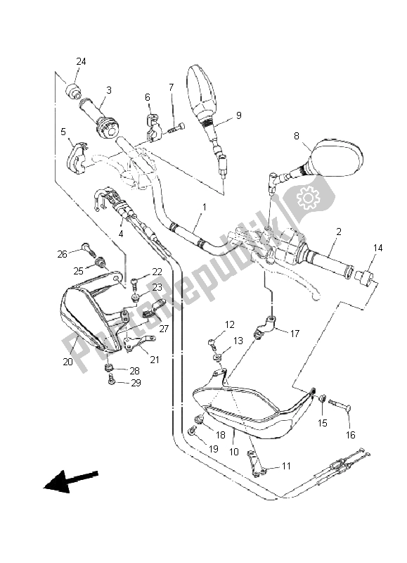 All parts for the Steering Handle & Cable of the Yamaha XT 1200Z Tenere 2011