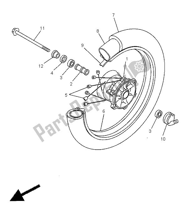 Tutte le parti per il Ruota Anteriore del Yamaha SR 125 1998