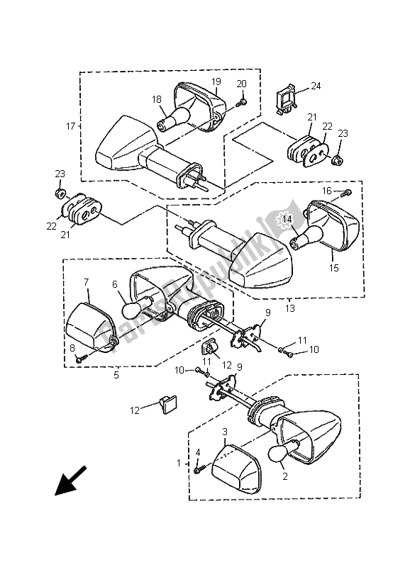 Todas as partes de Luz Intermitente do Yamaha FZS 600 Fazer 2001