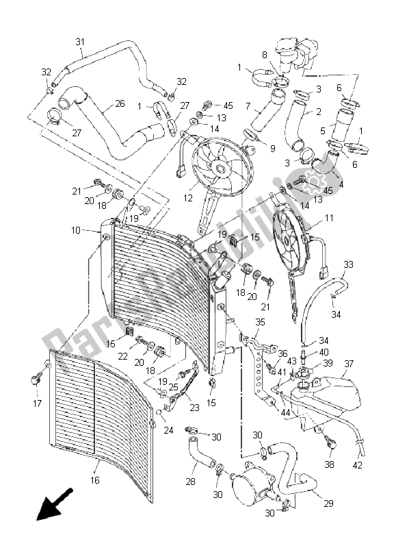 All parts for the Radiator & Hose of the Yamaha FJR 1300 AS 2008