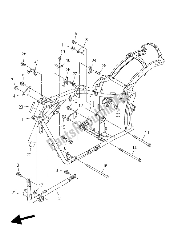 All parts for the Frame of the Yamaha XVS 950A 2009