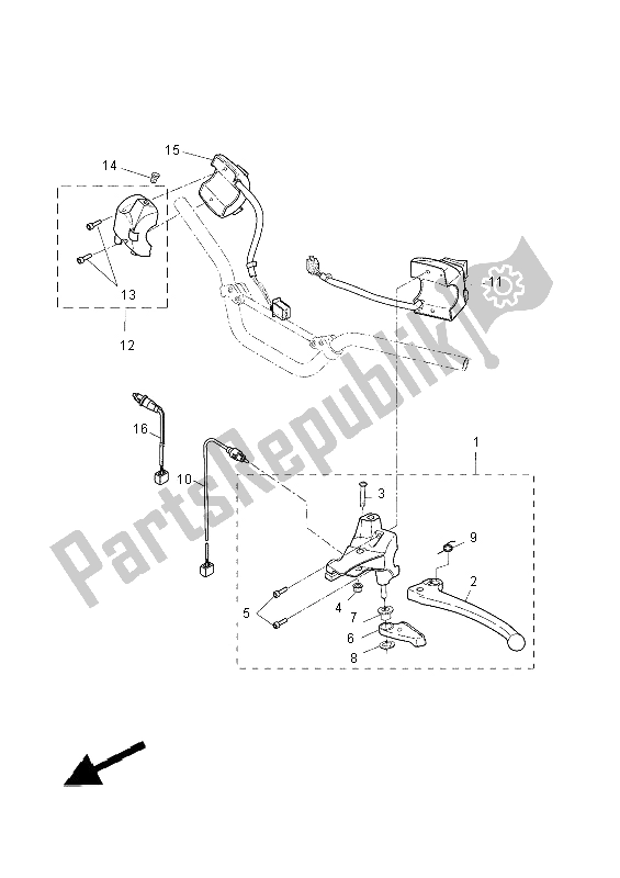 All parts for the Handle Switch & Lever of the Yamaha EW 50N 2014