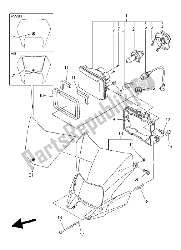 Tutte le parti per il Faro del Yamaha WR 250R 2010