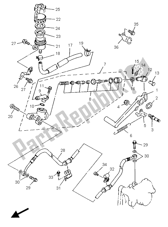 Tutte le parti per il Pompa Freno Posteriore del Yamaha TZR 125 1995