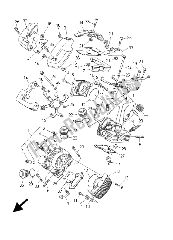 Todas as partes de Cabeça De Cilindro do Yamaha XVS 250 Dragstar 2001