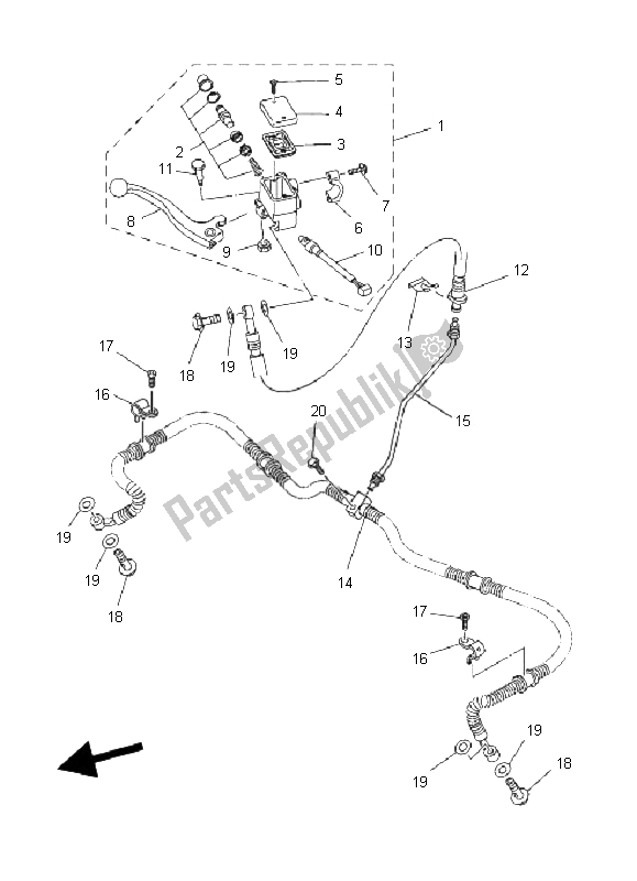 Todas las partes para Cilindro Maestro Delantero de Yamaha YFM 660 FA Grizzly 2005