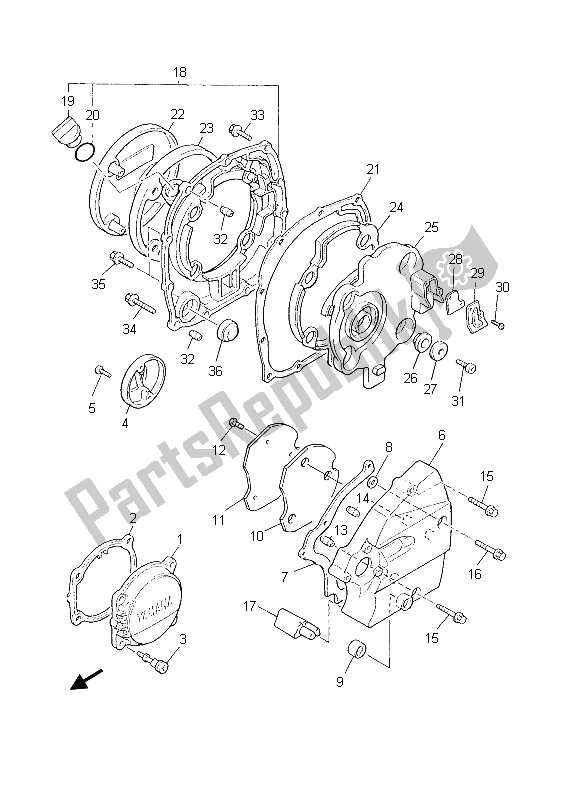 All parts for the Crankcase Cover 1 of the Yamaha XJR 1300 2003