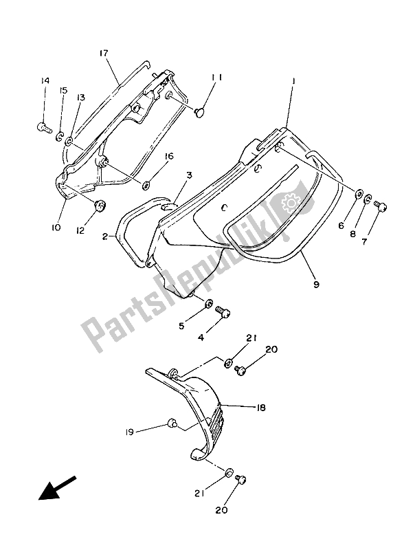 Tutte le parti per il Coperchio Laterale E Serbatoio Dell'olio del Yamaha YZ 490 1987