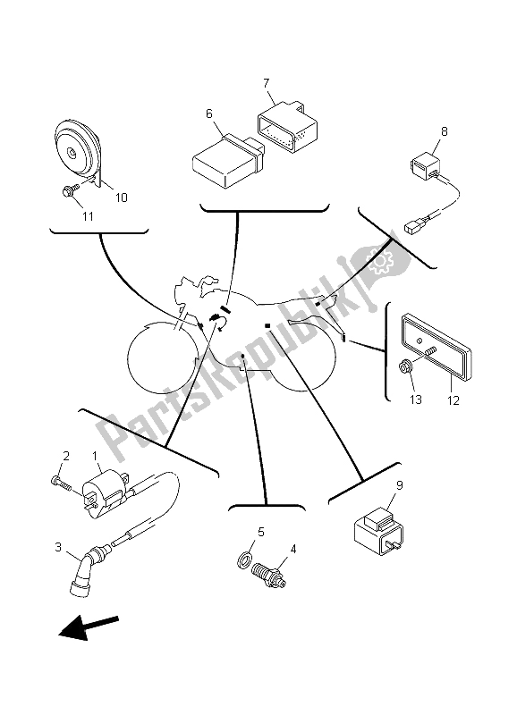 All parts for the Electrical 2 of the Yamaha YBR 125 ED 2006