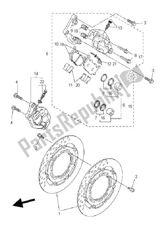All parts for the Front Brake Caliper of the Yamaha FZ6 SA Fazer 600 2007