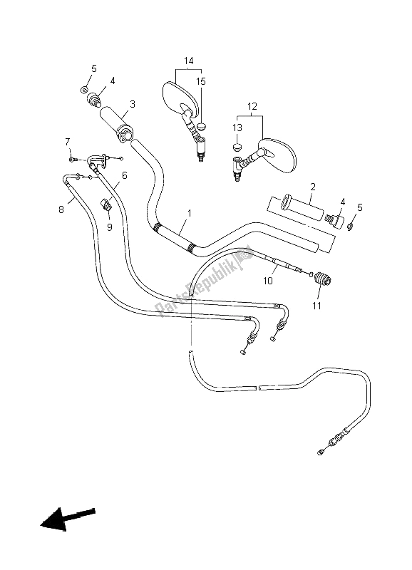 All parts for the Steering Handle & Cable of the Yamaha XVS 950A 2009