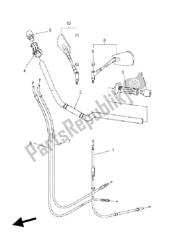 All parts for the Steering Handle & Cable of the Yamaha FZ6 NHG 600 2009