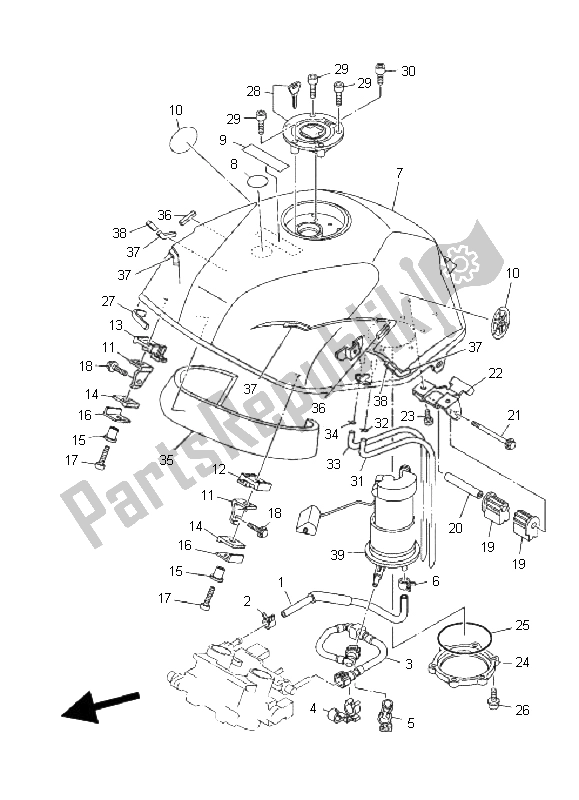 Toutes les pièces pour le Réservoir D'essence du Yamaha TDM 900A 2008