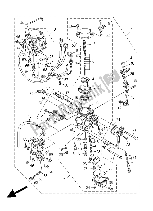 Todas las partes para Carburador de Yamaha XVS 1100 Dragstar 2000