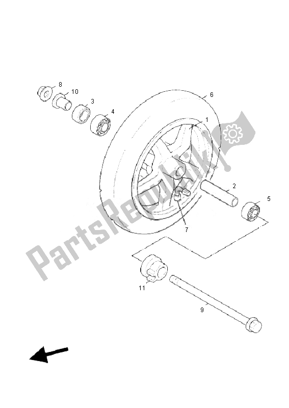 All parts for the Front Wheel of the Yamaha NXC 125 EA Cygnus X 2010